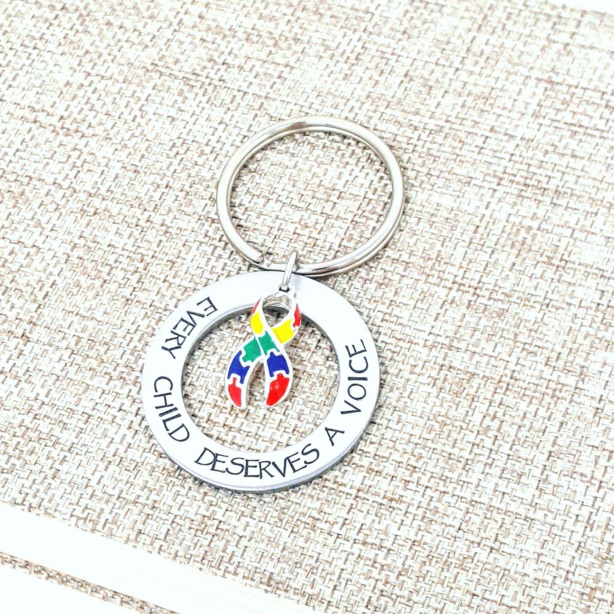 Autism Awareness Keychain, Every Child Deserves A Voice, Aspergers, Autism Spectrum, Special Needs, Keychains, HandmadeLoveStories, HandmadeLoveStories , [Handmade_Love_Stories], [Hand_Stamped_Jewelry], [Etsy_Stamped_Jewelry], [Etsy_Jewelry]
