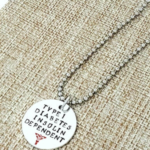 Type 1 Diabetes Insulin Dependent Alert Necklace, Medical Alert, Emergency Medical Necklace, Necklaces, HandmadeLoveStories, HandmadeLoveStories , [Handmade_Love_Stories], [Hand_Stamped_Jewelry], [Etsy_Stamped_Jewelry], [Etsy_Jewelry]