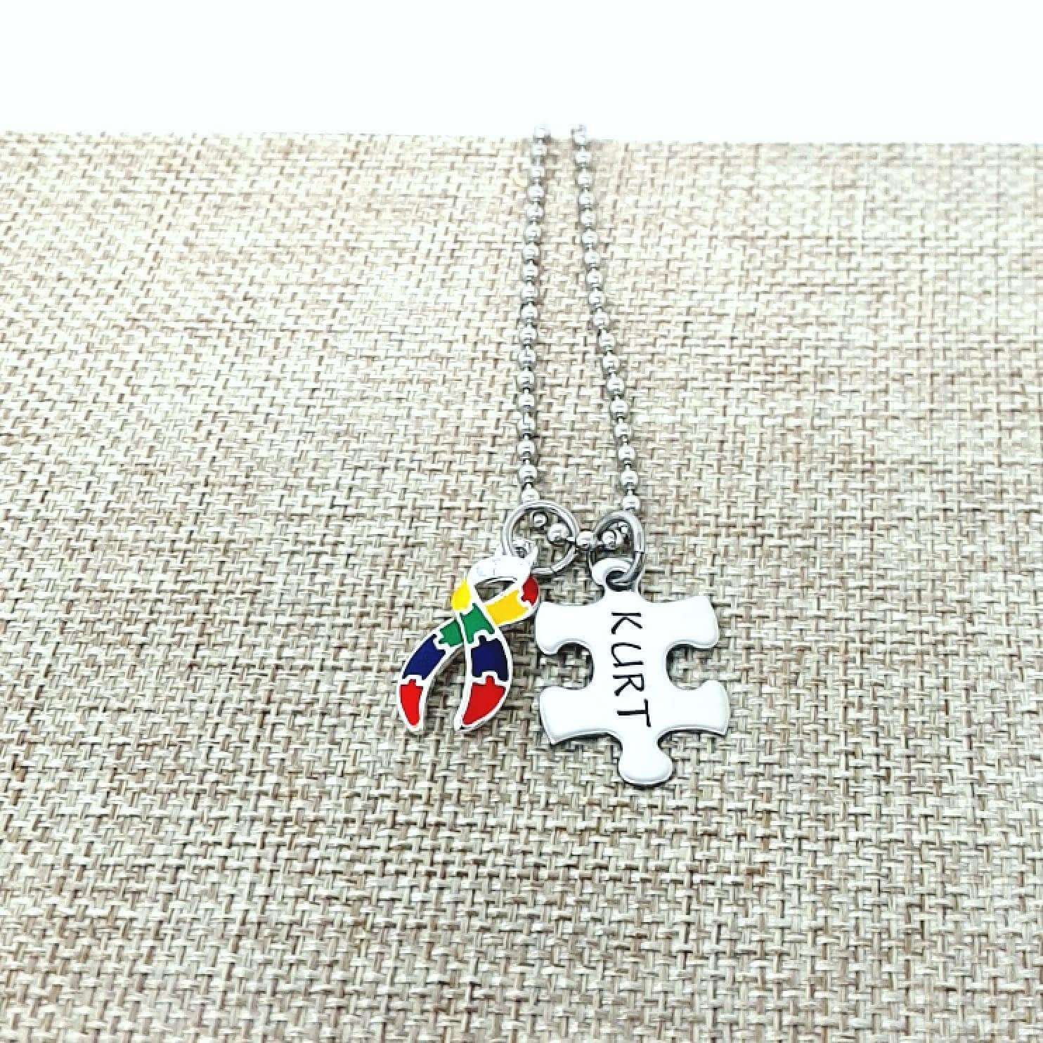 Autism Awareness, Stainless Steel, Puzzle Piece Necklace ,Puzzle Jewelry, Necklaces, HandmadeLoveStories, HandmadeLoveStories , [Handmade_Love_Stories], [Hand_Stamped_Jewelry], [Etsy_Stamped_Jewelry], [Etsy_Jewelry]