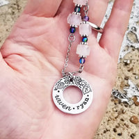 Name Washer Necklace, Floral Name Jewelry, Children's Name Necklace, Mother's Necklace, Kids Name Jewelry, Custom Mom Necklace, Monogram