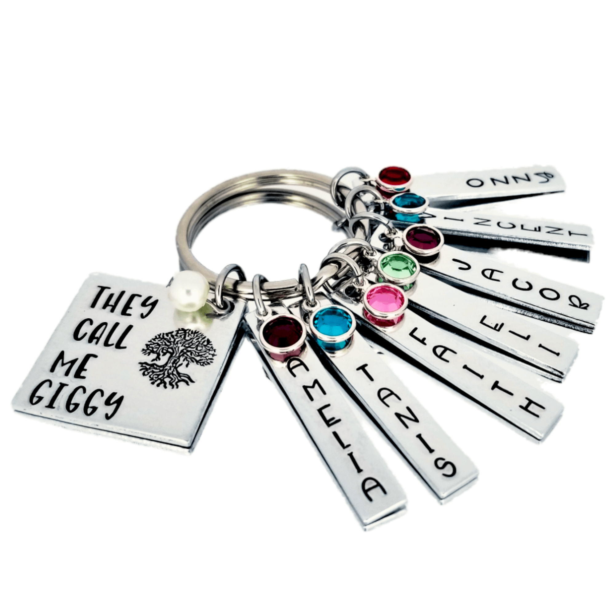 My Blessings Call Me Grandma, Name Tag Keychains, Swarovski Birthstones, Perfect Gift from the kids