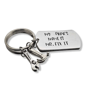 Grandpa's Name Is Mr. Fix It, Papa Keychain, Fathers Keyring, Father's Day Gift, Best Father, Handyman