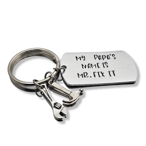 My Papa's Name Is Mr. Fix It, Papa Keychain, Fathers Keyring, Father's Day Gift, Best Father, Handyman