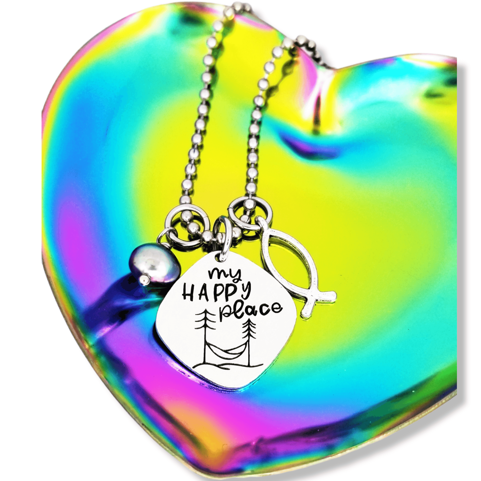 My Happy Place Necklace, Camping Lover Jewelry, Glamping Gift, Camping Girl Necklace, Outdoors Jewelry, Hammock Necklace, Summer Camp Gift