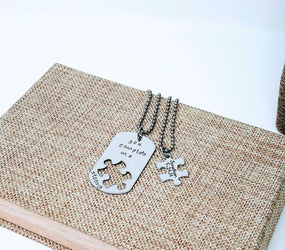 You Complete me, Missing Piece, Boyfriend Gift, Puzzle Piece, Dog Tag Necklace, Husband Gift, Forever, Necklaces, HandmadeLoveStories, HandmadeLoveStories , [Handmade_Love_Stories], [Hand_Stamped_Jewelry], [Etsy_Stamped_Jewelry], [Etsy_Jewelry]