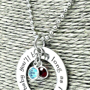 As Long As I'm Living, My Baby You'll Be, Mother's Necklace, Count Your Blessings, Birthstone Necklace, Necklaces, HandmadeLoveStories, HandmadeLoveStories , [Handmade_Love_Stories], [Hand_Stamped_Jewelry], [Etsy_Stamped_Jewelry], [Etsy_Jewelry]