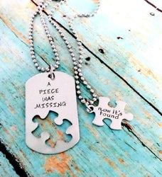 Missing Piece, Boyfriend Gift, Puzzle Piece, Dog Tag Necklace, Husband Gift, Forever and Ever, Va, Necklaces, HandmadeLoveStories, HandmadeLoveStories , [Handmade_Love_Stories], [Hand_Stamped_Jewelry], [Etsy_Stamped_Jewelry], [Etsy_Jewelry]