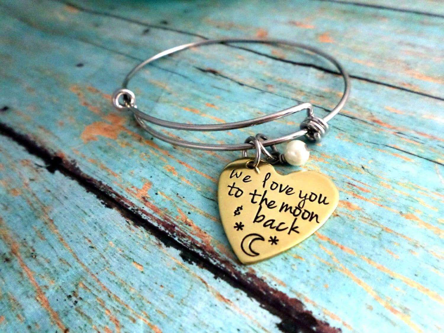 Personalized Gifts for her, Mothers Bracelet, Bangle Bracelet, MIL Gift, Grandma Gift, Love You, Bracelets, HandmadeLoveStories, HandmadeLoveStories , [Handmade_Love_Stories], [Hand_Stamped_Jewelry], [Etsy_Stamped_Jewelry], [Etsy_Jewelry]
