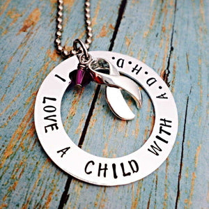 A.D.H.D Awareness, I Love A Child With Adhd necklace, Adhd Jewelry, Necklaces, HandmadeLoveStories, HandmadeLoveStories , [Handmade_Love_Stories], [Hand_Stamped_Jewelry], [Etsy_Stamped_Jewelry], [Etsy_Jewelry]