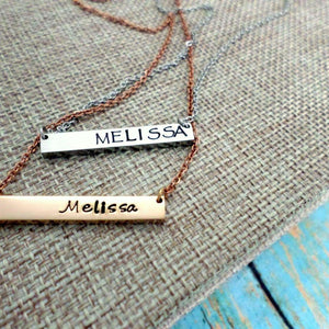 Custom hand stamped Necklace, Personalized Necklace, Silver Bar Necklace, Rose Gold Bar Necklace, Necklaces, HandmadeLoveStories, HandmadeLoveStories , [Handmade_Love_Stories], [Hand_Stamped_Jewelry], [Etsy_Stamped_Jewelry], [Etsy_Jewelry]