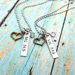 Sister's Matching Necklaces, Lil Sis Charm Necklace, Sister Gift, Gift for sisters, Necklaces, HandmadeLoveStories, HandmadeLoveStories , [Handmade_Love_Stories], [Hand_Stamped_Jewelry], [Etsy_Stamped_Jewelry], [Etsy_Jewelry]