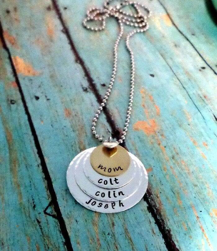 Personalized Jewelry,  Custom Hand Stamped, Stacked Mother's Necklace, Mother Necklace, Mom, Necklaces, HandmadeLoveStories, HandmadeLoveStories , [Handmade_Love_Stories], [Hand_Stamped_Jewelry], [Etsy_Stamped_Jewelry], [Etsy_Jewelry]