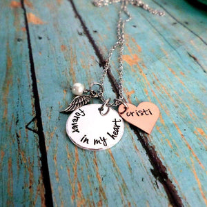 Forever in My Heart, Heart Memorial Necklace, Until We Meet Again, Memory Necklace, Carry You With Me, Mourning Gift, Remembrance Jewelry, Necklaces, HandmadeLoveStories, HandmadeLoveStories , [Handmade_Love_Stories], [Hand_Stamped_Jewelry], [Etsy_Stamped_Jewelry], [Etsy_Jewelry]