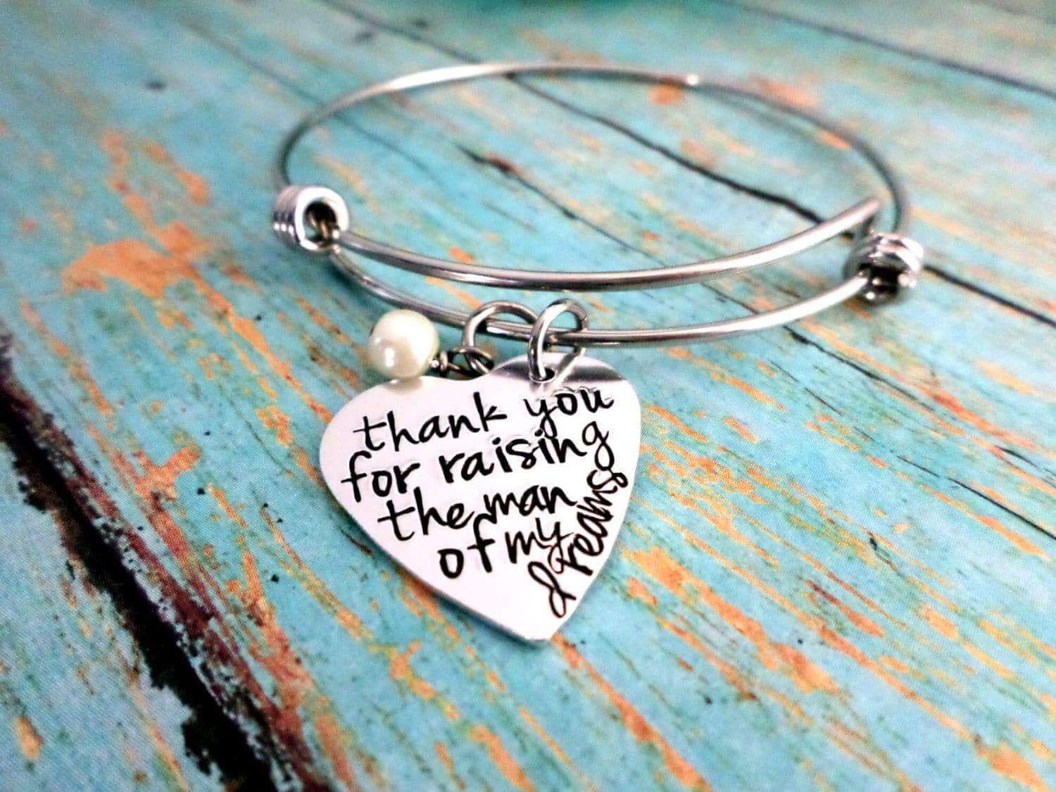 Personalized Gift for her, Mother In Law Bracelet, Raising The Man Of My Dreams, Custom Hand Stamp, Bracelets, HandmadeLoveStories, HandmadeLoveStories , [Handmade_Love_Stories], [Hand_Stamped_Jewelry], [Etsy_Stamped_Jewelry], [Etsy_Jewelry]