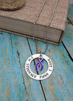 Purple Ribbon Necklace, Epilepsy,Chiari Malformation,Hodgkins Disease,Alzheimer's, Domestic Violence, Necklaces, HandmadeLoveStories, HandmadeLoveStories , [Handmade_Love_Stories], [Hand_Stamped_Jewelry], [Etsy_Stamped_Jewelry], [Etsy_Jewelry]