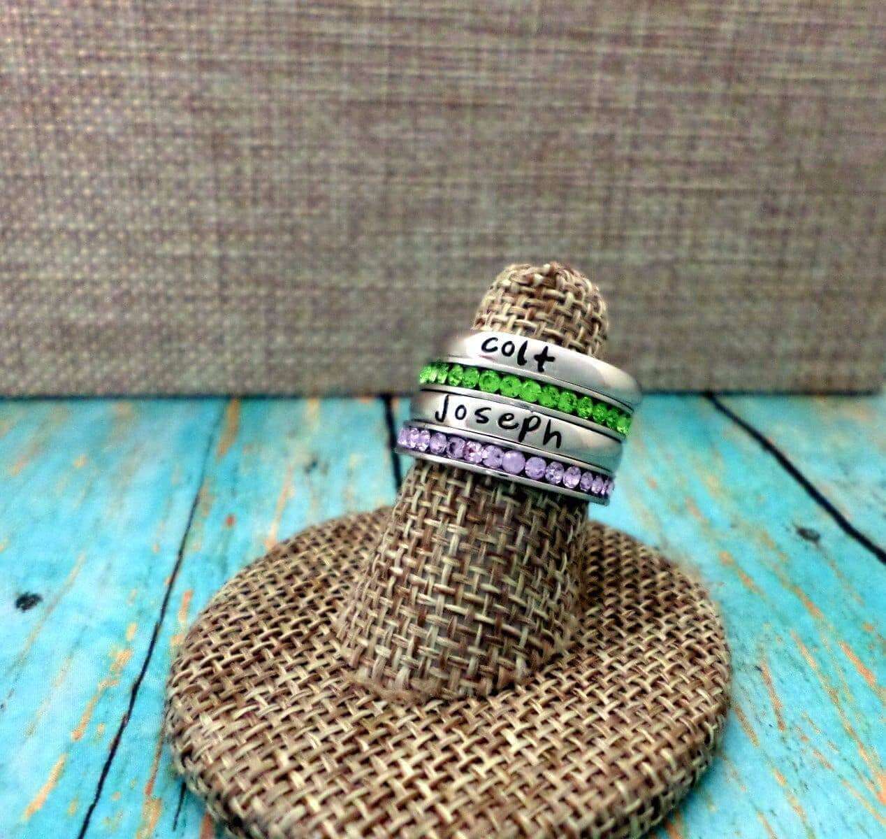 Stackable Name Rings, Custom Hand Stamped Rings, Personalized Gift, Eternity rings, Stainless Steel, Rings, HandmadeLoveStories, HandmadeLoveStories , [Handmade_Love_Stories], [Hand_Stamped_Jewelry], [Etsy_Stamped_Jewelry], [Etsy_Jewelry]