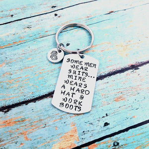 Hard Hat and Boots Keychain, Blue Collar Worker, Hard Working Dad, Oilfield Wife, Oilfield Girlfriend, Construction Husband, Dirty Jobs, Keychains, HandmadeLoveStories, HandmadeLoveStories , [Handmade_Love_Stories], [Hand_Stamped_Jewelry], [Etsy_Stamped_Jewelry], [Etsy_Jewelry]