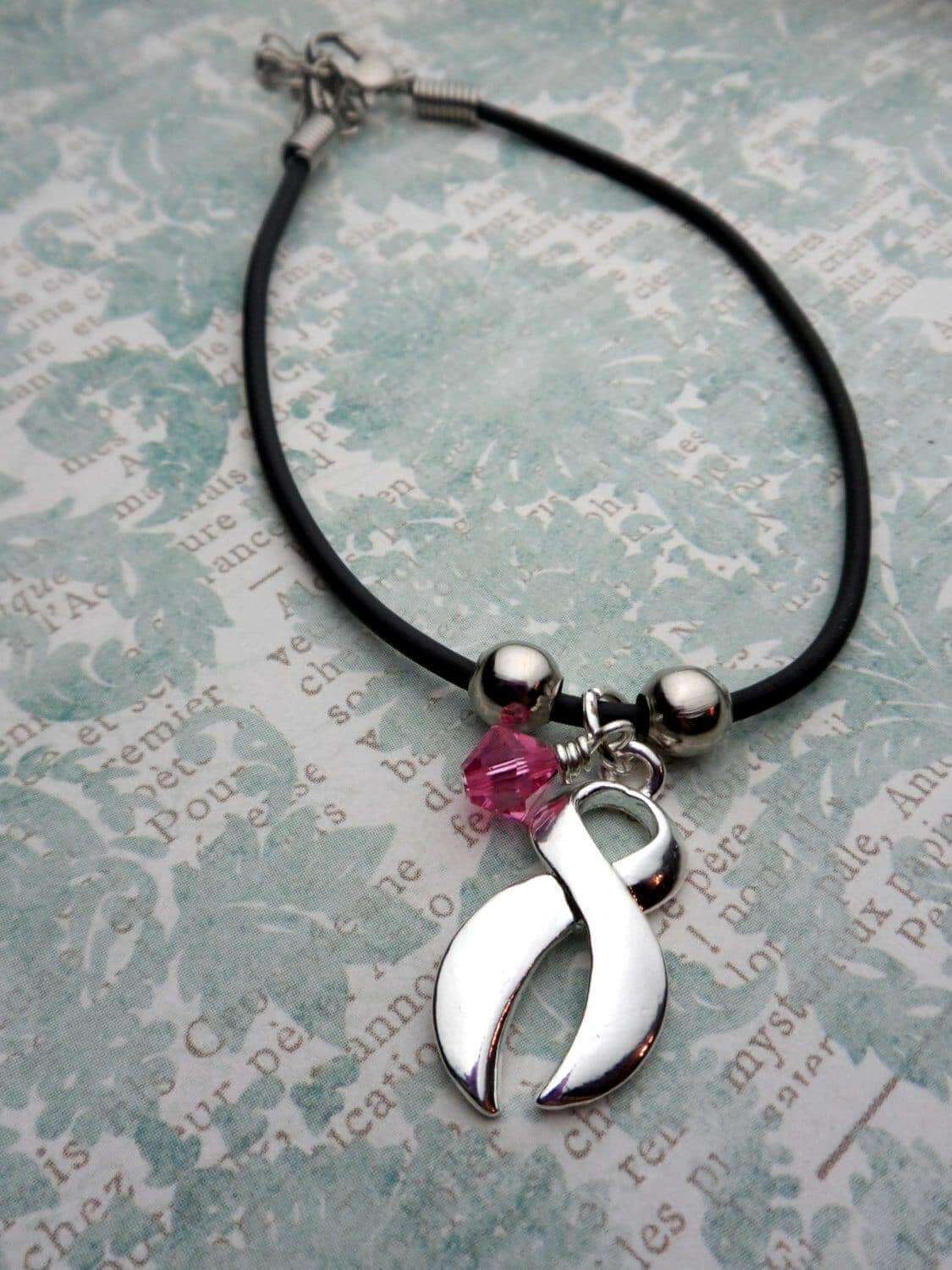 Pink Ribbon Bracelet, Breast Cancer Awareness, Chemo Gift, Fighting Cancer, Cancer Survivor, Bracelets, HandmadeLoveStories, HandmadeLoveStories , [Handmade_Love_Stories], [Hand_Stamped_Jewelry], [Etsy_Stamped_Jewelry], [Etsy_Jewelry]