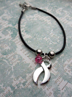 Pink Ribbon Bracelet, Breast Cancer Awareness, Chemo Gift, Fighting Cancer, Cancer Survivor, Bracelets, HandmadeLoveStories, HandmadeLoveStories , [Handmade_Love_Stories], [Hand_Stamped_Jewelry], [Etsy_Stamped_Jewelry], [Etsy_Jewelry]