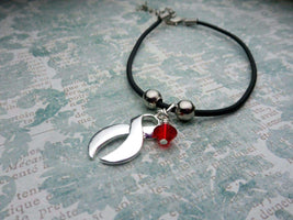 Red Ribbon Bracelet, Heart Disease Awareness, Stroke Victim Awareness, HIV Aids Disease Awareness, Bracelets, HandmadeLoveStories, HandmadeLoveStories , [Handmade_Love_Stories], [Hand_Stamped_Jewelry], [Etsy_Stamped_Jewelry], [Etsy_Jewelry]