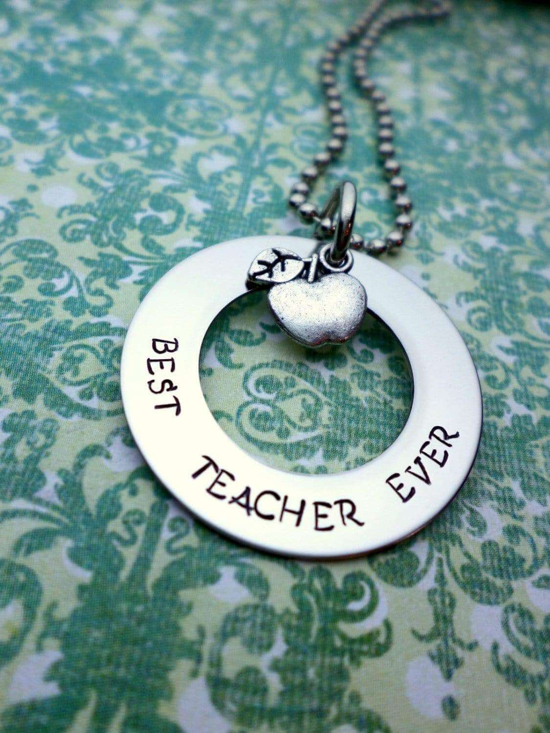 Teacher Gift, End of Year Gift, #1 Teacher, School Teacher, Son's Teacher, Daughter's Teacher, Necklaces, HandmadeLoveStories, HandmadeLoveStories , [Handmade_Love_Stories], [Hand_Stamped_Jewelry], [Etsy_Stamped_Jewelry], [Etsy_Jewelry]