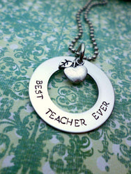 Teacher Gift, End of Year Gift, #1 Teacher, School Teacher, Son's Teacher, Daughter's Teacher, Necklaces, HandmadeLoveStories, HandmadeLoveStories , [Handmade_Love_Stories], [Hand_Stamped_Jewelry], [Etsy_Stamped_Jewelry], [Etsy_Jewelry]
