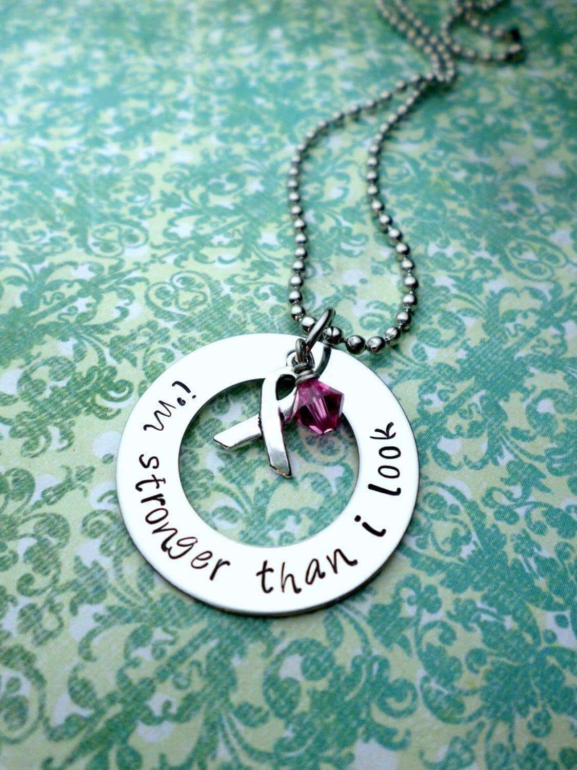 I'm Stronger Than I Look necklace, Breast Cancer Awareness, Chemo Gift, Fighting Cancer, Cancer, Necklaces, HandmadeLoveStories, HandmadeLoveStories , [Handmade_Love_Stories], [Hand_Stamped_Jewelry], [Etsy_Stamped_Jewelry], [Etsy_Jewelry]