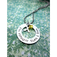 I'm Stronger Than I Look necklace - Bone Cancer Awareness, Liver Disease Awareness, Suicide Prevention, Necklaces, HandmadeLoveStories, HandmadeLoveStories , [Handmade_Love_Stories], [Hand_Stamped_Jewelry], [Etsy_Stamped_Jewelry], [Etsy_Jewelry]