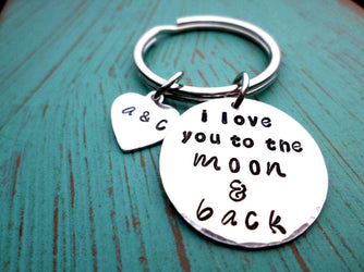 I Love You To The Moon, You Belong With Me- Husband, Boyfriend Gift, Keychain Gift, Handstamped, Keychains, HandmadeLoveStories, HandmadeLoveStories , [Handmade_Love_Stories], [Hand_Stamped_Jewelry], [Etsy_Stamped_Jewelry], [Etsy_Jewelry]
