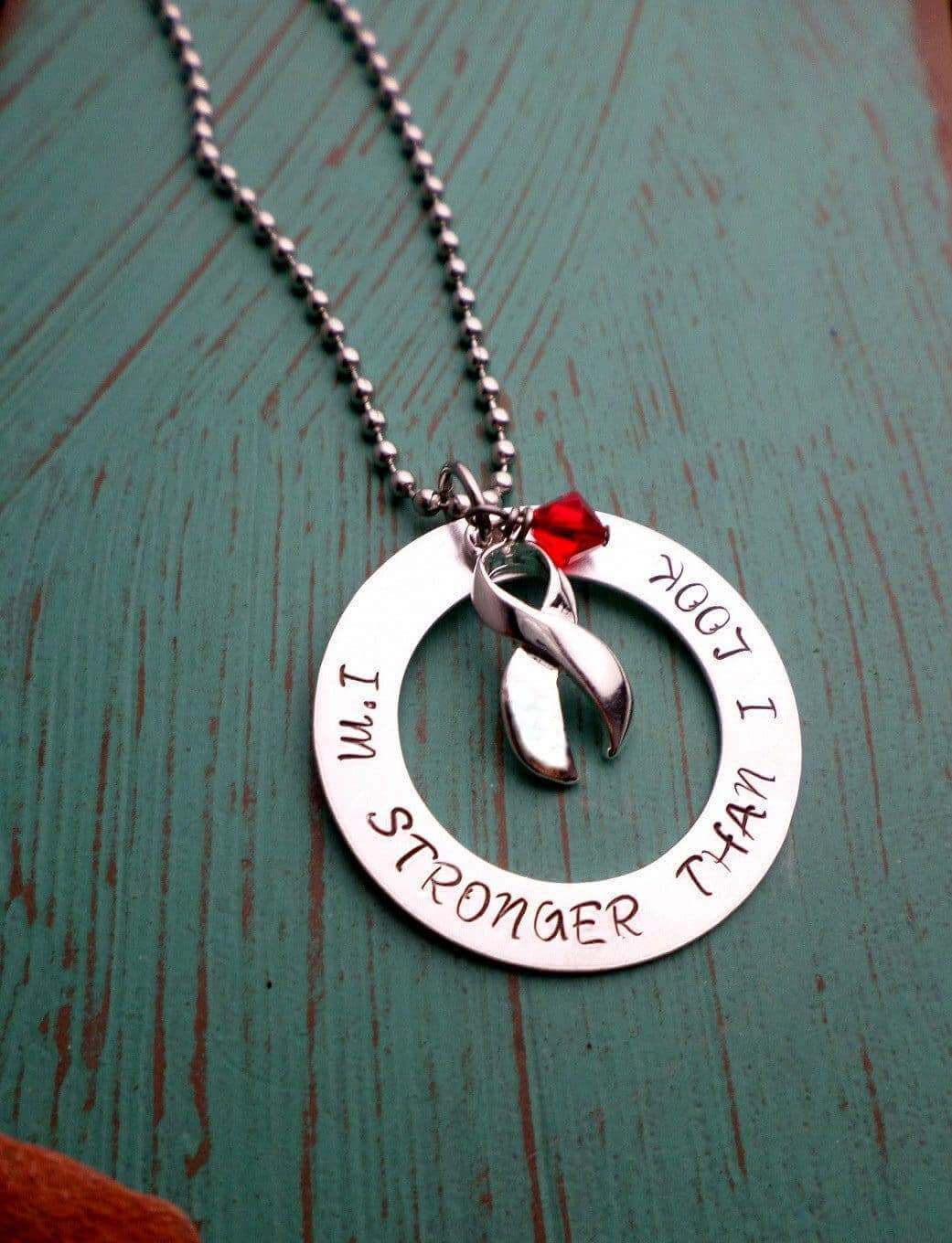 Red Ribbon Necklace, Heart Disease Awareness, Stroke Victim Awareness, HIV Aids Disease Awareness, Necklaces, HandmadeLoveStories, HandmadeLoveStories , [Handmade_Love_Stories], [Hand_Stamped_Jewelry], [Etsy_Stamped_Jewelry], [Etsy_Jewelry]