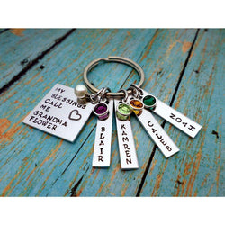 My Blessings Call Me Grandma, Name Tag Keychains, Swarovski Birthstones, Perfect Gift from the kids, Keychains, HandmadeLoveStories, HandmadeLoveStories , [Handmade_Love_Stories], [Hand_Stamped_Jewelry], [Etsy_Stamped_Jewelry], [Etsy_Jewelry]
