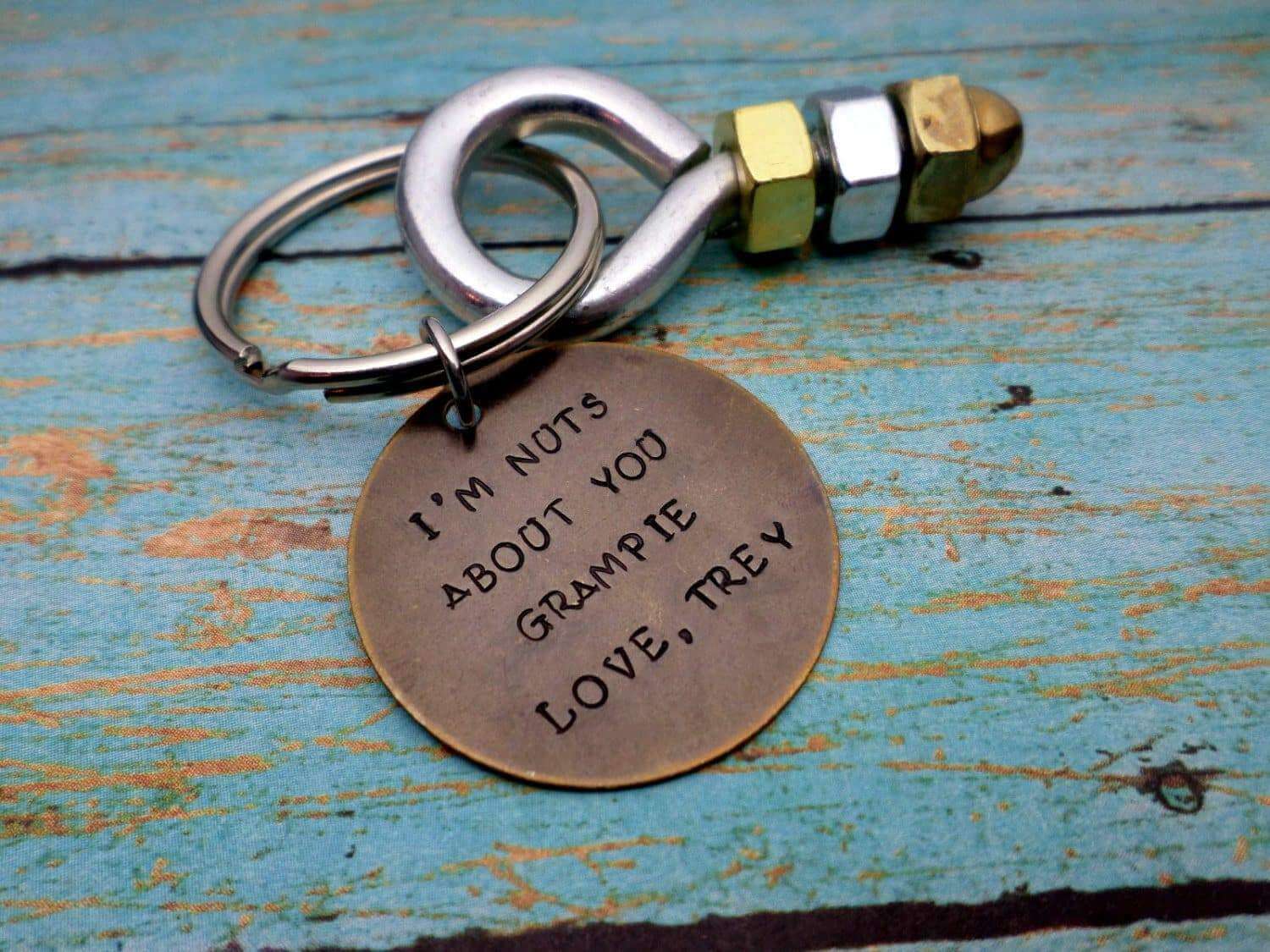 Father's Day Gift, Grandfather Gift, I'm Nuts About You, Dad Gift, Keychain Gift, Nuts and Bolts, Keychains, HandmadeLoveStories, HandmadeLoveStories , [Handmade_Love_Stories], [Hand_Stamped_Jewelry], [Etsy_Stamped_Jewelry], [Etsy_Jewelry]