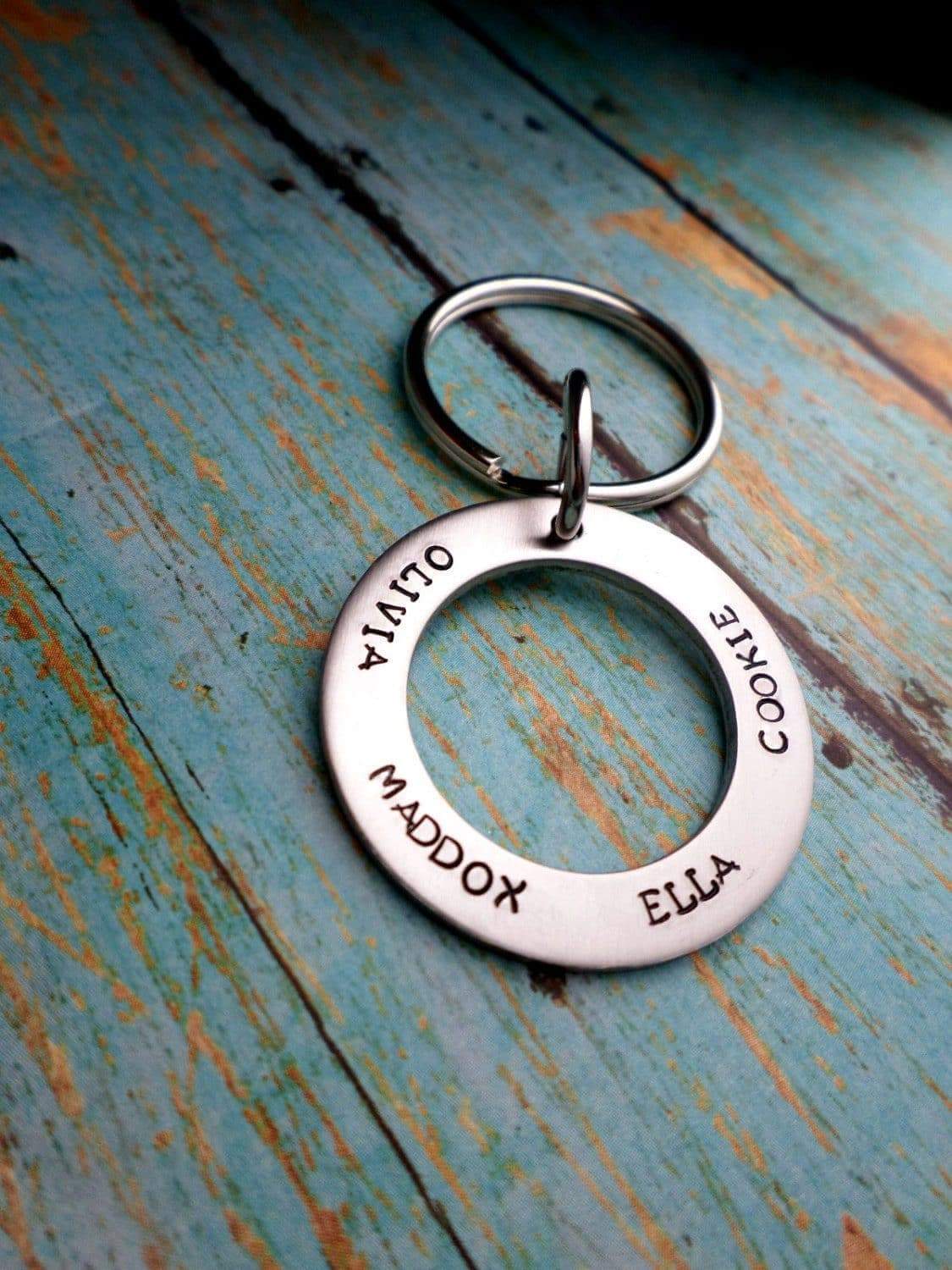 Father's Keychain, Childrens Names, Fathers Day Gift, Gift for Dad, Gift for Husband, Gift for him, Keychains, HandmadeLoveStories, HandmadeLoveStories , [Handmade_Love_Stories], [Hand_Stamped_Jewelry], [Etsy_Stamped_Jewelry], [Etsy_Jewelry]