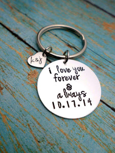 I Love You, Forever and Always, Husband, Boyfriend Gift, Keychain Gift, Handstamped Men's Gift, Keychains, HandmadeLoveStories, HandmadeLoveStories , [Handmade_Love_Stories], [Hand_Stamped_Jewelry], [Etsy_Stamped_Jewelry], [Etsy_Jewelry]