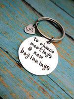 To Chance Meetings, New Beginnings, Husband, Boyfriend Gift, Keychain Gift, Handstamped Men's Gift, Keychains, HandmadeLoveStories, HandmadeLoveStories , [Handmade_Love_Stories], [Hand_Stamped_Jewelry], [Etsy_Stamped_Jewelry], [Etsy_Jewelry]
