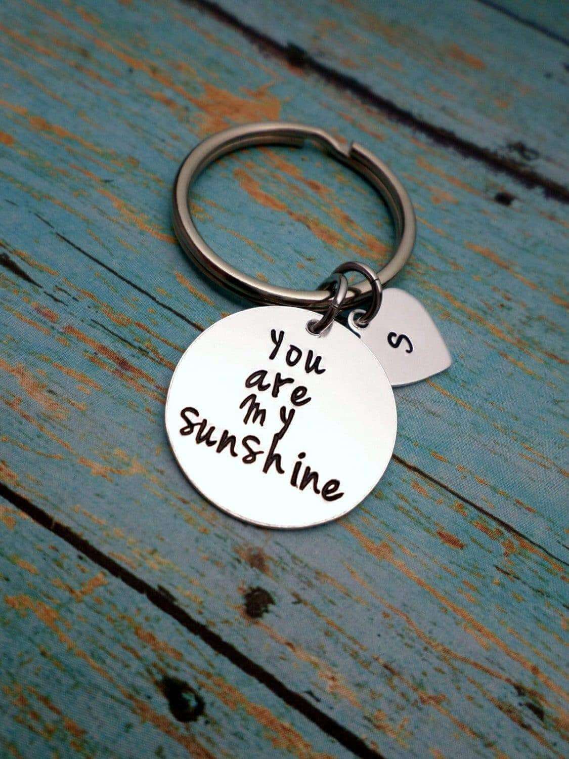 You are My Sunshine Keychain, Daughter Gift, Mother Gift, Gift for Dad, Gift for Husband, Gift for Mom, Keychains, HandmadeLoveStories, HandmadeLoveStories , [Handmade_Love_Stories], [Hand_Stamped_Jewelry], [Etsy_Stamped_Jewelry], [Etsy_Jewelry]