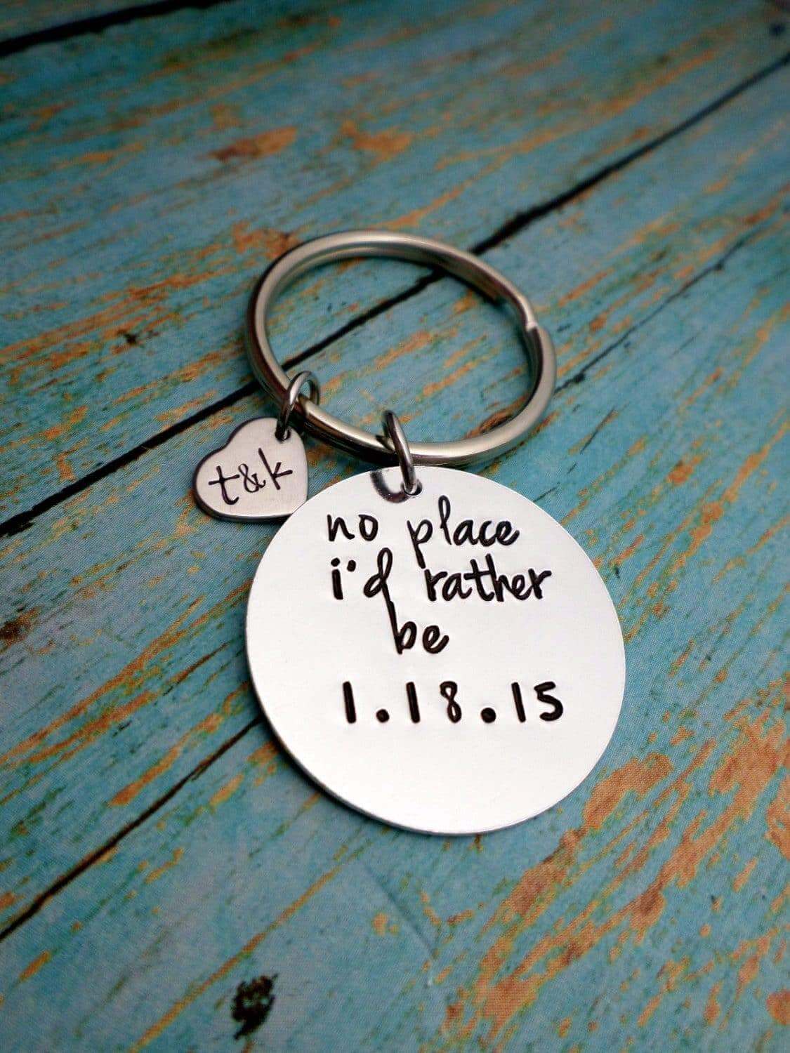 No Place I'd Rather Be, Near or Far, Long distance Relationship, Husband Gift, Boyfriend Gift, Me, Keychains, HandmadeLoveStories, HandmadeLoveStories , [Handmade_Love_Stories], [Hand_Stamped_Jewelry], [Etsy_Stamped_Jewelry], [Etsy_Jewelry]