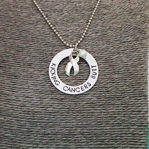 Kicking Cancers Butt Necklace, Custom Hand Stamped Jewelry, Cancer Awareness, Cancer Survivor, Necklaces, HandmadeLoveStories, HandmadeLoveStories , [Handmade_Love_Stories], [Hand_Stamped_Jewelry], [Etsy_Stamped_Jewelry], [Etsy_Jewelry]